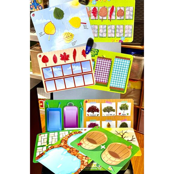 Sensory Leaves Math Activity Set Pattern Play Shape Puzzle Math Counters Sorting - Picture 3 of 6
